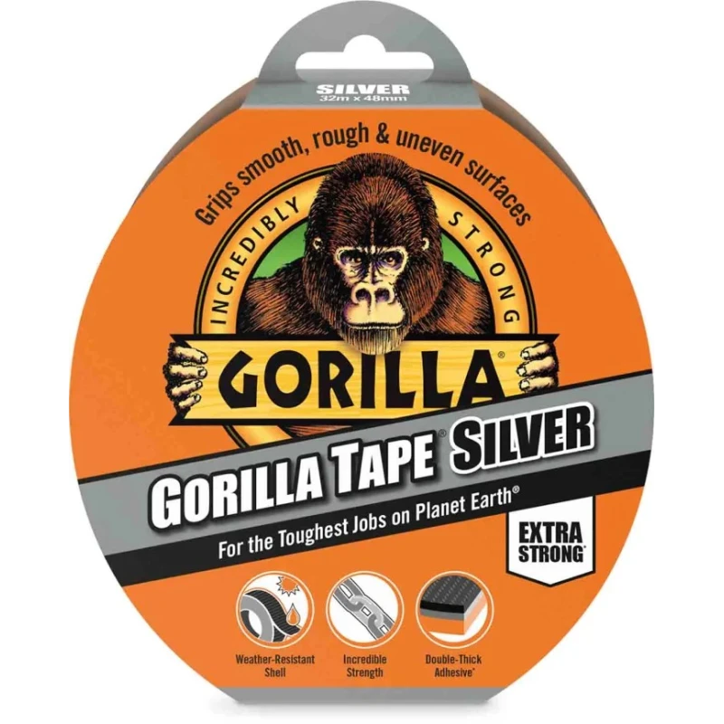GORILLA GLUE EUROPE LTD Duct Tape 8.2 m Length x 48 mm Width Polyethylene Backing Silver Finish 3044900