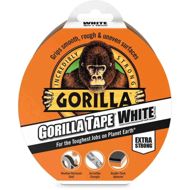 GORILLA GLUE EUROPE LTD Duct Tape 48mm Width x 8.2m Length Polyethylene Backing White Finish 3044600