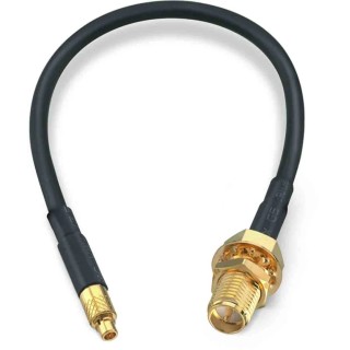 Wurth Elektronik MMCX and RP-SMA Series Coaxial Cable 152.4 mm Length RG174 50 Ω, Black Jacket, Terminated RG174
