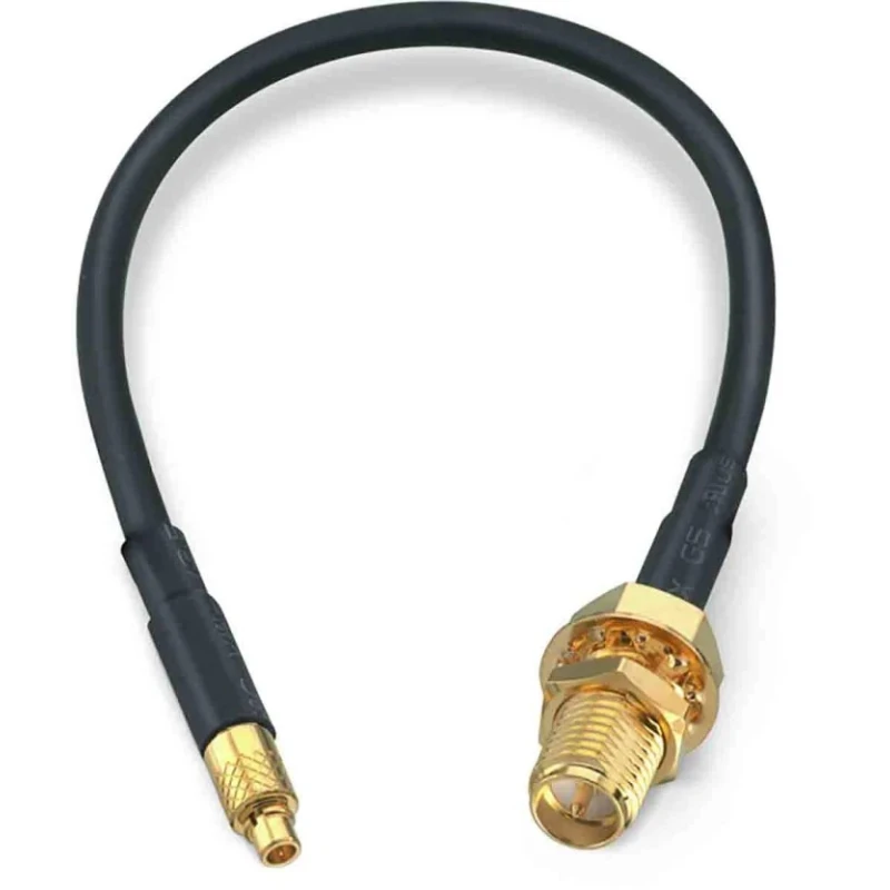 Wurth Elektronik MMCX and RP-SMA Series Coaxial Cable 152.4 mm Length RG174 50 Ω, Black Jacket, Terminated RG174