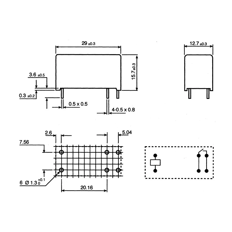 RS PRO PCB Power Relay 12V dc Coil 16A Switching Current SPST 400mW Coil Power 29mm x 15.7mm x 15.7mm 0476703P