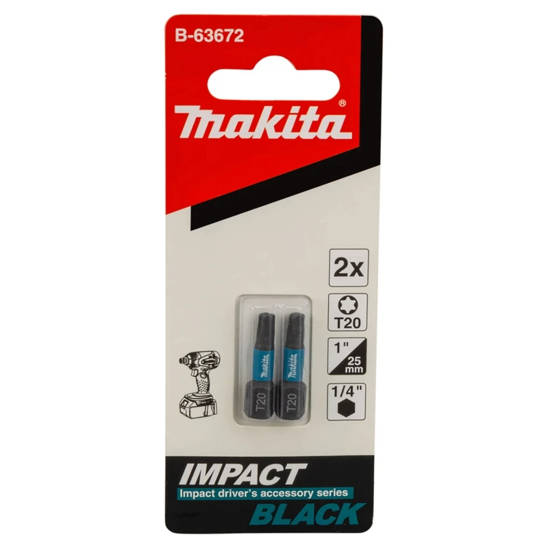 Makita Hex Screwdriver Bit 6.35 mm Tip T20 Hex Drive 25 mm Overall B-63672