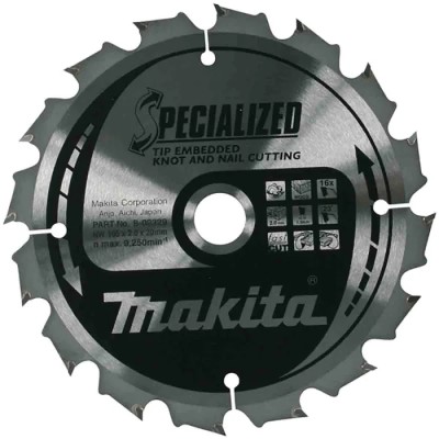 Makita Circular Saw Blade 165mm Diameter, 20mm Arbor Diameter, 16 Teeth, Tungsten Carbide B-33037