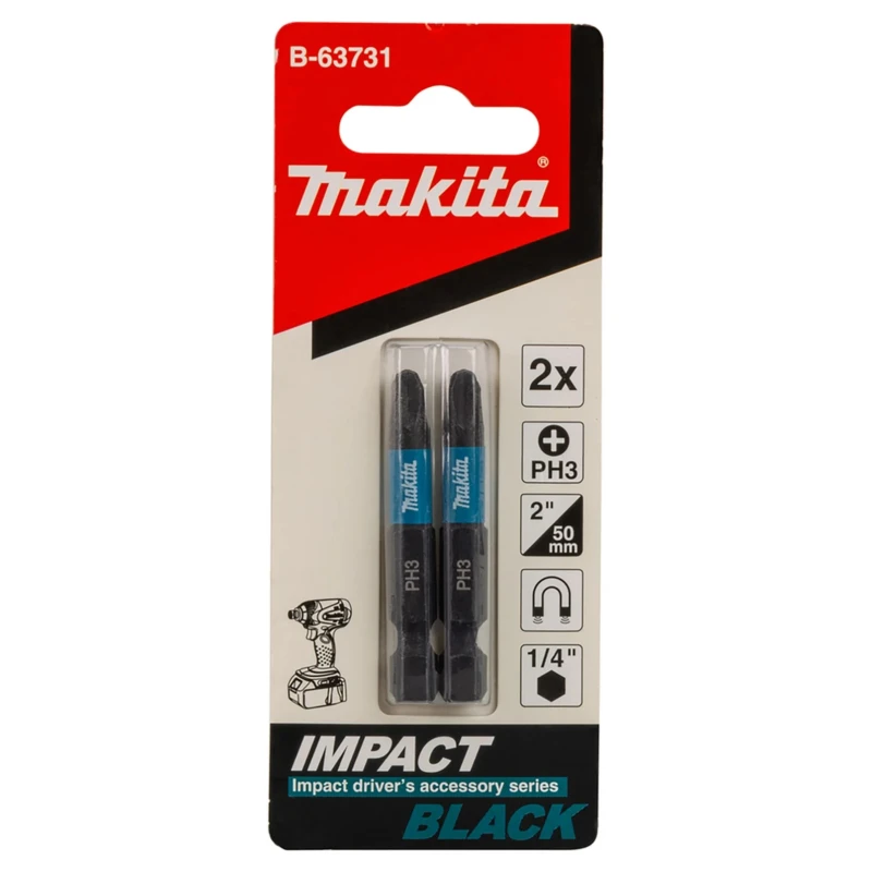 Makita Hex Screwdriver Bit with 6.35 mm Hex Drive, PH3 Tip, 50 mm Length B-63731