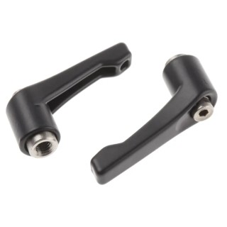 RS PRO Stainless Steel Clamping Lever, Female Thread M6 x 8 mm Insert, Die Cast Zinc Handle, Black, 42mm Length 478-107