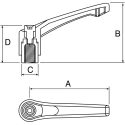 RS PRO Stainless Steel Clamping Lever, Female Thread M6 x 8 mm Insert, Die Cast Zinc Handle, Black, 42mm Length 478-107