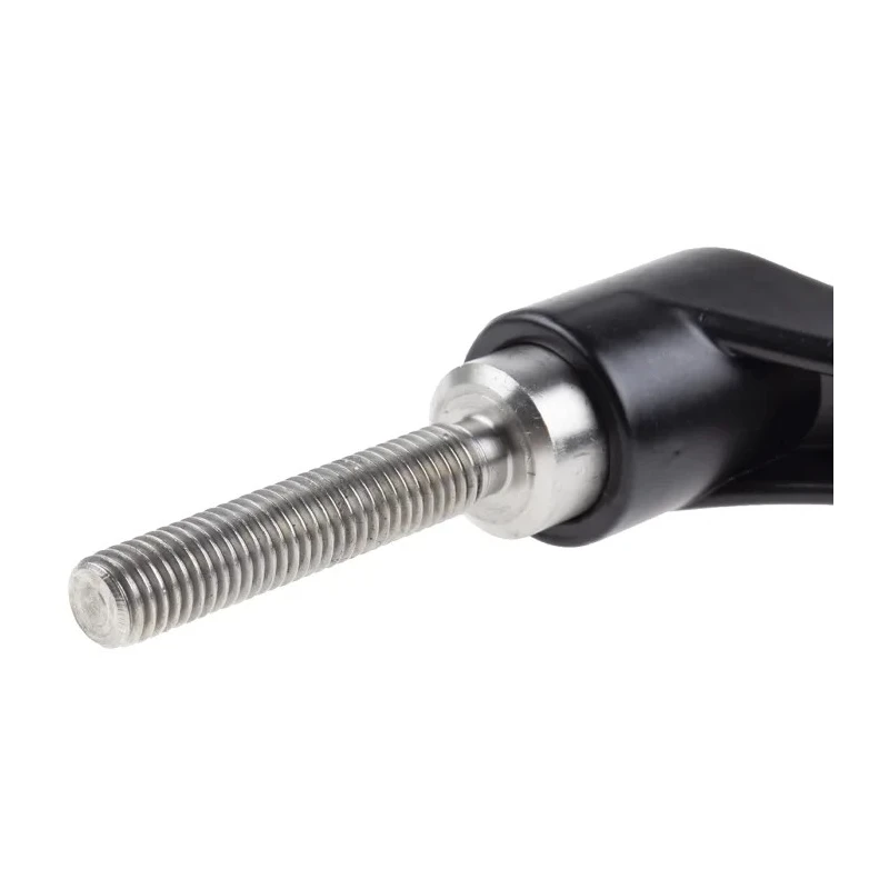 RS PRO Steel Clamping Lever M10 Thread Size 50mm Insert Length Die Cast Zinc Handle Stainless Steel Shaft Black 478-264