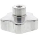 RS PRO Silver Aluminium Multiple Lobes Clamping Knob, Threaded Through Hole, 50 mm Diameter, 22 mm Thread Length 478-377