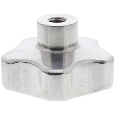 RS PRO Silver Aluminium Multiple Lobes Clamping Knob, Threaded Through Hole, 50 mm Diameter, 22 mm Thread Length 478-377