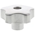 RS PRO Silver Aluminium Multiple Lobes Clamping Knob, Threaded Through Hole, 50 mm Diameter, 22 mm Thread Length 478-377