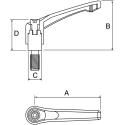 RS PRO Clamping Lever, M12 Thread Size x 63 mm Thread Length, Fibreglass Reinforced Nylon Handle, Steel Shaft M12
