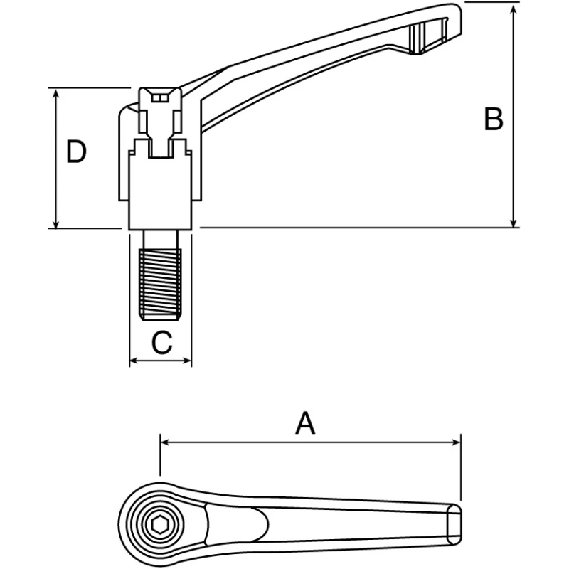 RS PRO Clamping Lever, M12 Thread Size x 63 mm Thread Length, Fibreglass Reinforced Nylon Handle, Steel Shaft M12
