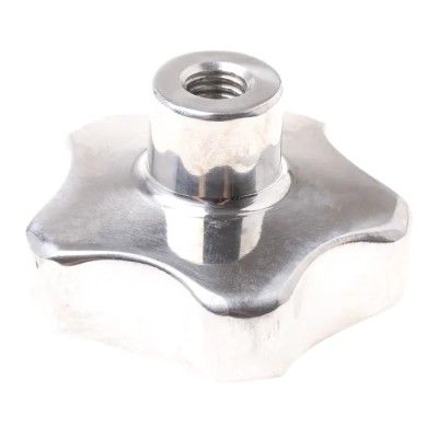 RS PRO Silver Aluminium Multiple Lobes Clamping Knob M6 Threaded Hole 32mm Length 60mm Diameter 478-501