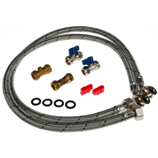 RS PRO Water Softener Installation Kit, Standard 15 mm Brass Valves with Stainless Steel Hoses 195-2197