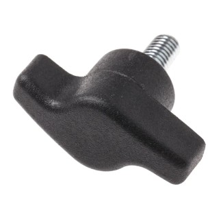 RS PRO Black Thermoplastic Offset Wing Clamping Knob, M6 Threaded Stud, 35 mm Diameter, 15 mm Thread Length 478-434