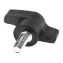 RS PRO Black Thermoplastic Offset Wing Clamping Knob, M6 Threaded Stud, 35 mm Diameter, 15 mm Thread Length 478-434