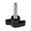 RS PRO Black Thermoplastic Wing Clamping Knob with Threaded Steel Stud 30mm Length 35mm Diameter 478-484