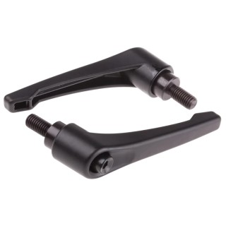 RS PRO Stainless Steel Clamping Lever, Male Thread M10 x 20 mm Insert, Die Cast Zinc Handle, Steel Shaft, Black 478-888