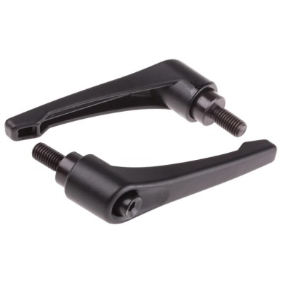 RS PRO Stainless Steel Clamping Lever, Male Thread M10 x 20 mm Insert, Die Cast Zinc Handle, Steel Shaft, Black 478-888