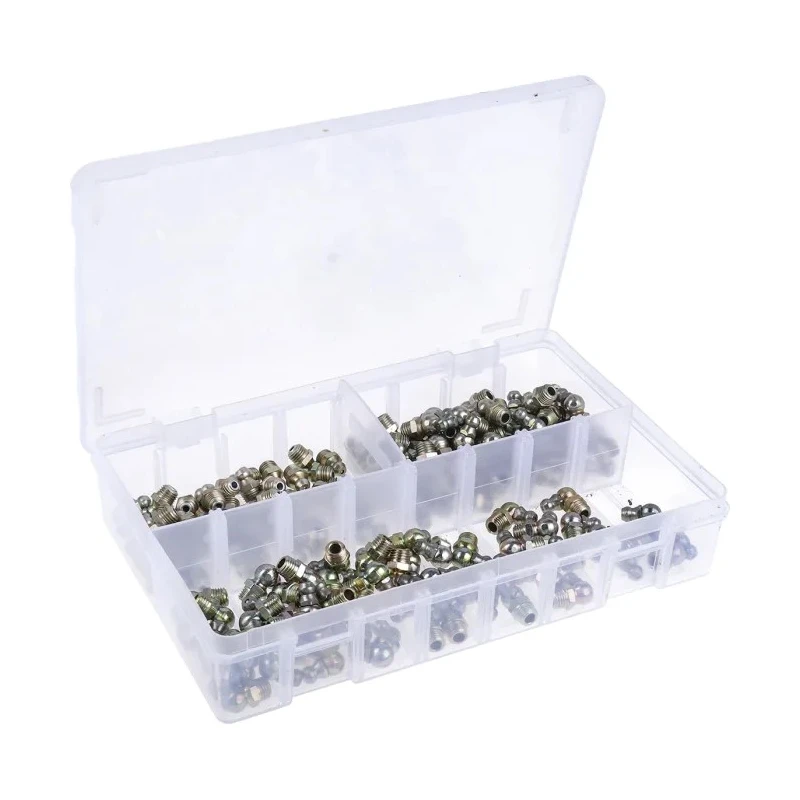 RS PRO Grease Nipple Kit Contains 50 H2-450 (8 x 1 mm), 50 H1-Straight (8 x 1 mm), 50 H3-900 (8 x 1 mm), Total 150 195-4071