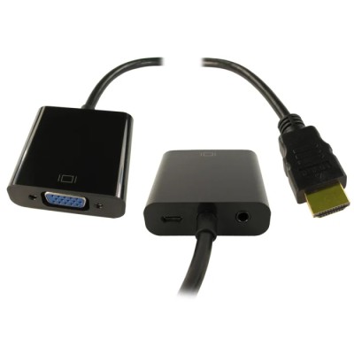 RS PRO HDMI Female to VGA Straight HDMI Splitter Adapter 5V ABS Housing Gold-Plated Pins 150mm 195-4343