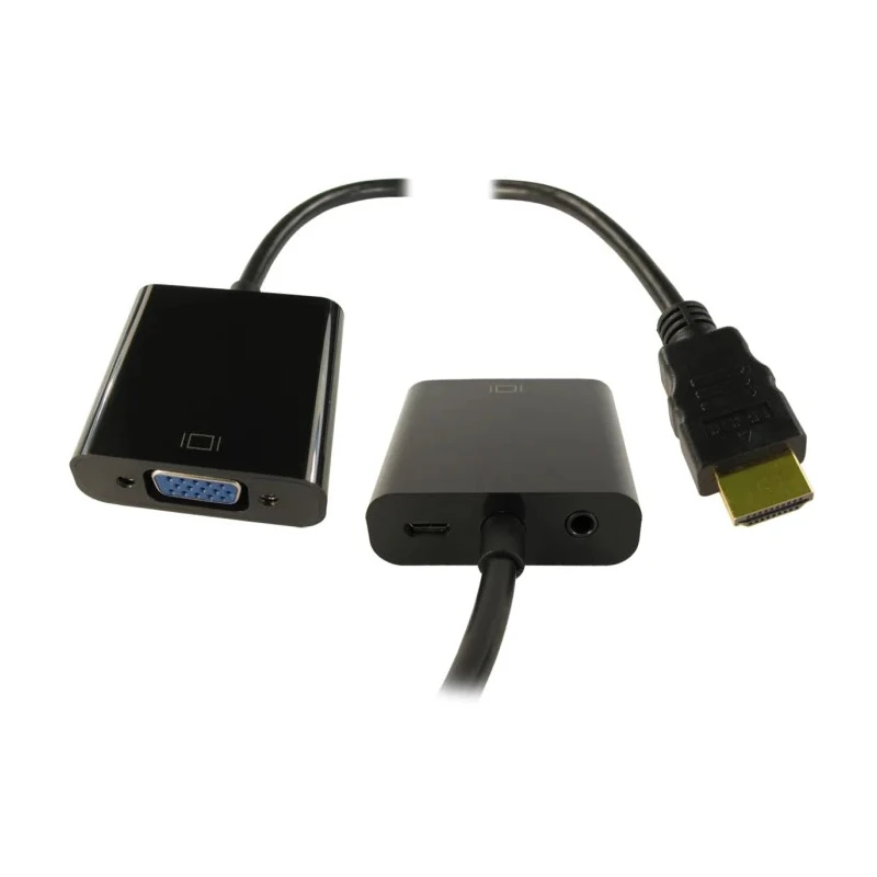 RS PRO HDMI Female to VGA Straight HDMI Splitter Adapter 5V ABS Housing Gold-Plated Pins 150mm 195-4343