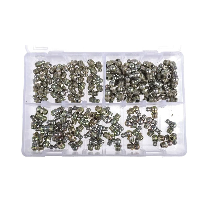 RS PRO Grease Nipple Kit Contains 50 H2-450 (8 x 1 mm), 50 H1-Straight (8 x 1 mm), 50 H3-900 (8 x 1 mm), Total 150 195-4071