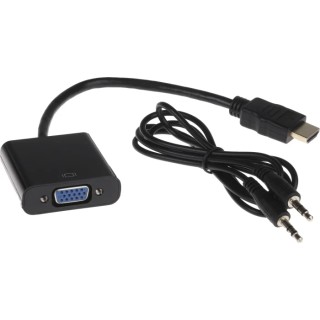 RS PRO HDMI to VGA Adapter Male HDMI to Female VGA Straight 150mm ABS Housing 195-4345