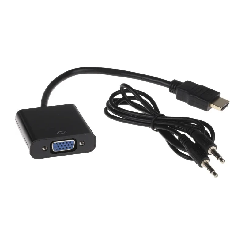 RS PRO HDMI to VGA Adapter Male HDMI to Female VGA Straight 150mm ABS Housing 195-4345