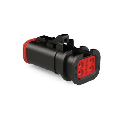 Amphenol Industrial AT Automotive Connector Female 4 Way Crimp Termination Black Cable IP67 AT06-4S-OMBLK