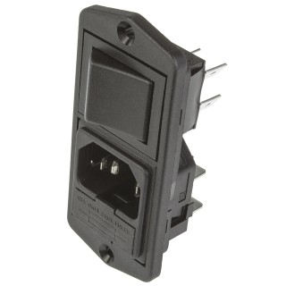 Bulgin C14 Straight Flange IEC Connector 250V 10A Female Fuse Size 5 x 20 mm BVA01/Z0000/10