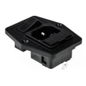 Bulgin C14 Straight Panel Mount IEC Connector, 250V, 10A, Female, Fuse Size 5 x 20 mm BVB01/Z0000/01