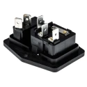Bulgin C14 Straight Panel Mount IEC Connector, 250V, 10A, Female, Fuse Size 5 x 20 mm BVB01/Z0000/01