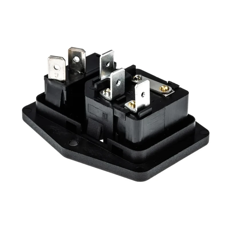 Bulgin C14 Straight Panel Mount IEC Connector, 250V, 10A, Female, Fuse Size 5 x 20 mm BVB01/Z0000/01