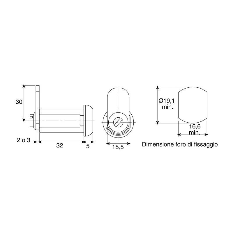 Euro-Locks a Lowe & Fletcher group Company Stainless Steel Camlock 32 mm Panel-to-Tongue 19.1 x 16.6 mm Key Unlock 1342032