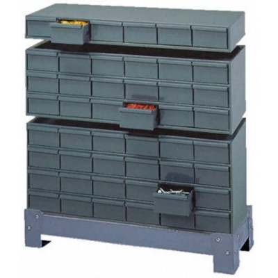 Durham Drawer Storage Unit 18 Steel Modular System Grey Powder Coated Enamel Finish 279mm x 857mm x 295mm 352-1730