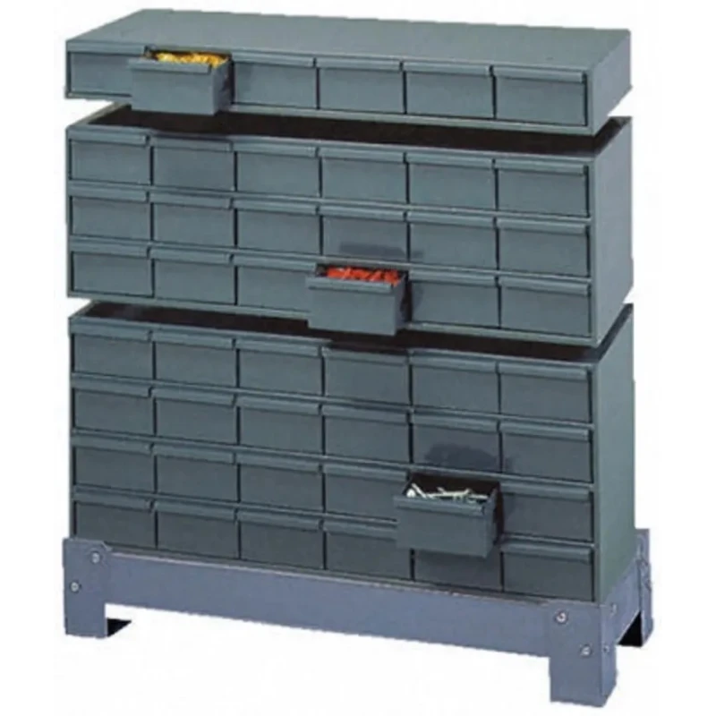 Durham Drawer Storage Unit 18 Steel Modular System Grey Powder Coated Enamel Finish 279mm x 857mm x 295mm 352-1730