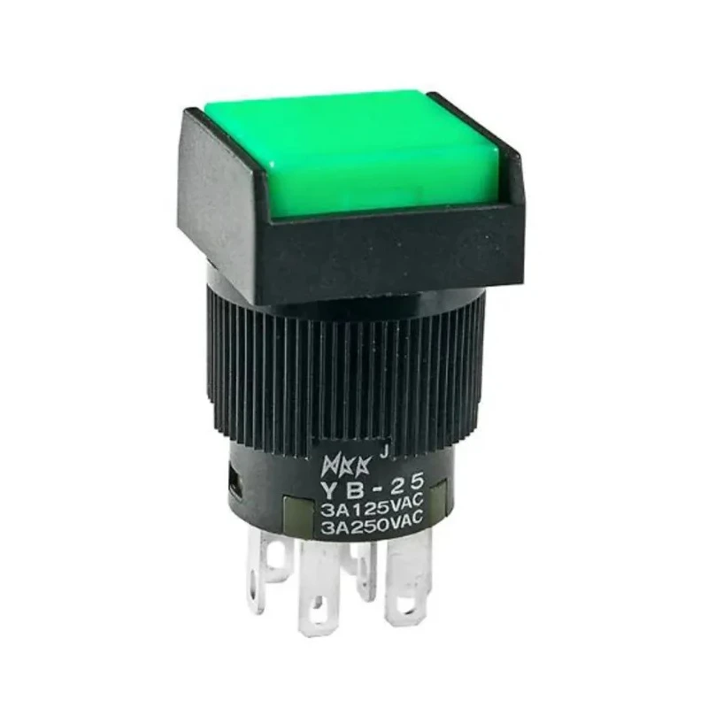 NKK Switches YB Series Panel Mount Momentary Push Button Switch DPDT 16 mm Cutout Blue Green White LED IP65 30V dc YB25SKW01