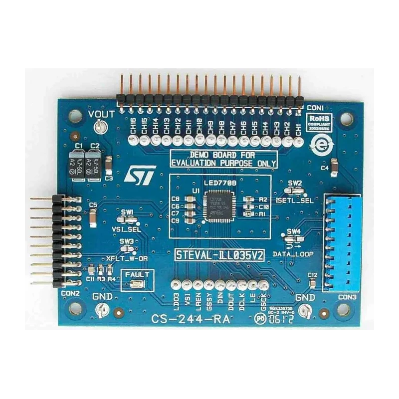 STMicroelectronics STEVAL LED Driver Evaluation Board for LED7708 with Daisy-Chained Configuration STEVAL-ILL035V2