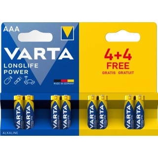 Varta LONGLIFE Power Alkaline AAA Battery 1.5 V 8 Pack AAA4+4 VARTA RS