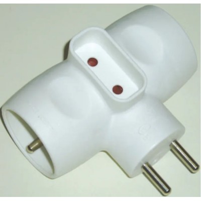 RS PRO 3 Way Adapter with 3 Sockets, 16A, Maximum Power 3680 W, Model 481-345