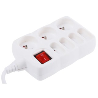 RS PRO 1.5 m 7 Socket Type E Extension Lead Power Strip 250V ac 16A 481-367