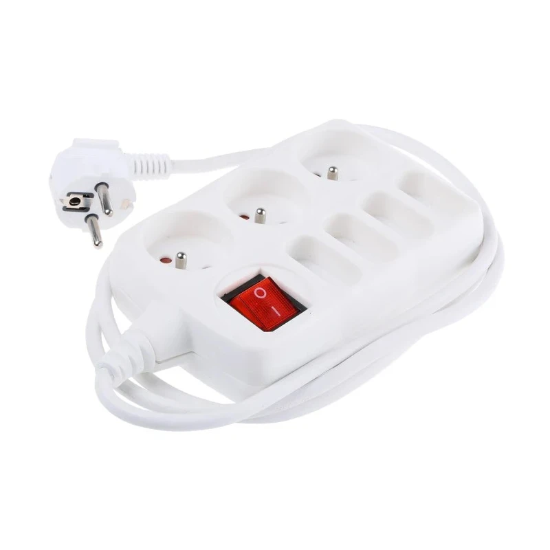 RS PRO 1.5 m 7 Socket Type E Extension Lead Power Strip 250V ac 16A 481-367