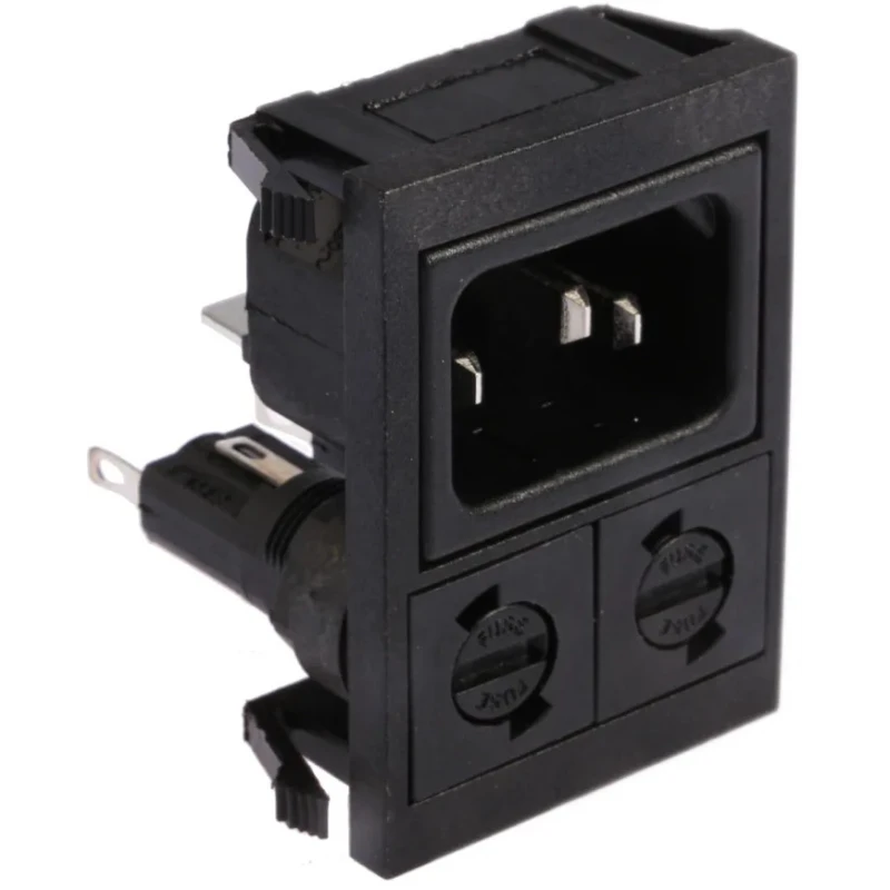 Bulgin C14 Straight Snap-in IEC Connector 250V 10A Female Fuse Size 5 x 20 mm BZV03/Z0000/04
