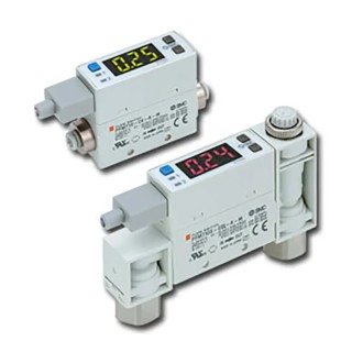 SMC Flow Switch for Air, Brass Housing, Polybutylene Terephthalate, Liquid Crystal Polymer, Digital 2 Colour PFM7