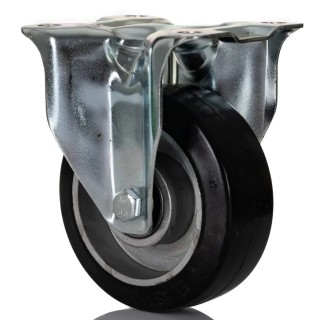 RS PRO Fixed Castor, 150 kg Load Capacity, 100 mm Diameter Wheel, Rubber Tyre, Ball Bearing Hub, Aluminium Hub 196-5009