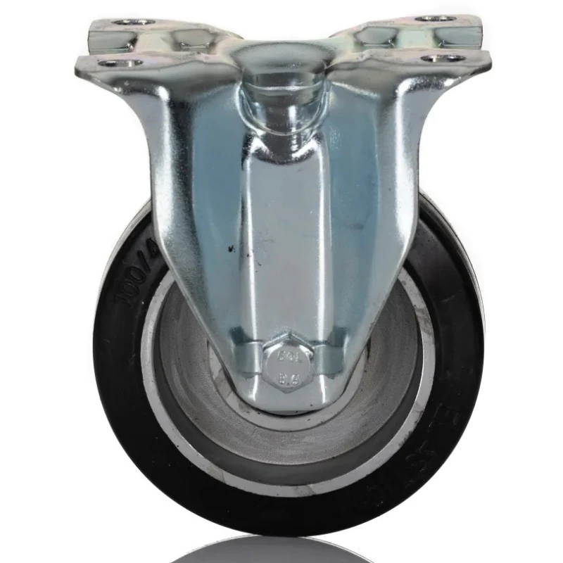 RS PRO Fixed Castor, 150 kg Load Capacity, 100 mm Diameter Wheel, Rubber Tyre, Ball Bearing Hub, Aluminium Hub 196-5009