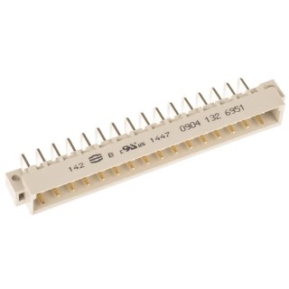 HARTING DIN 41612 32 Way 5.08 mm Pitch Through Hole Connector Type C/2 Solder Class C2 2 Row Male Right Angle 09041326951