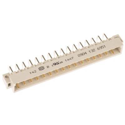 HARTING DIN 41612 32 Way 5.08 mm Pitch Through Hole Connector Type C/2 Solder Class C2 2 Row Male Right Angle 09041326951