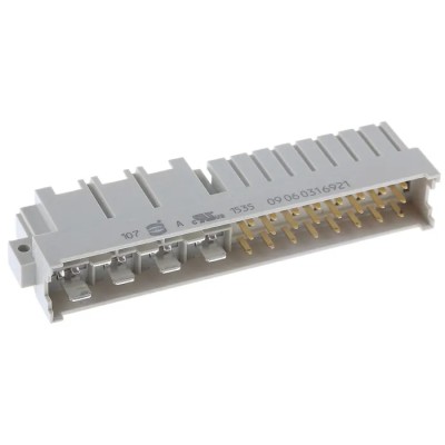 HARTING DIN 41612 64 Way 10.16 mm Pitch Through Hole Type C/2 Faston Class C2 3 Row Male Right 09060316921
